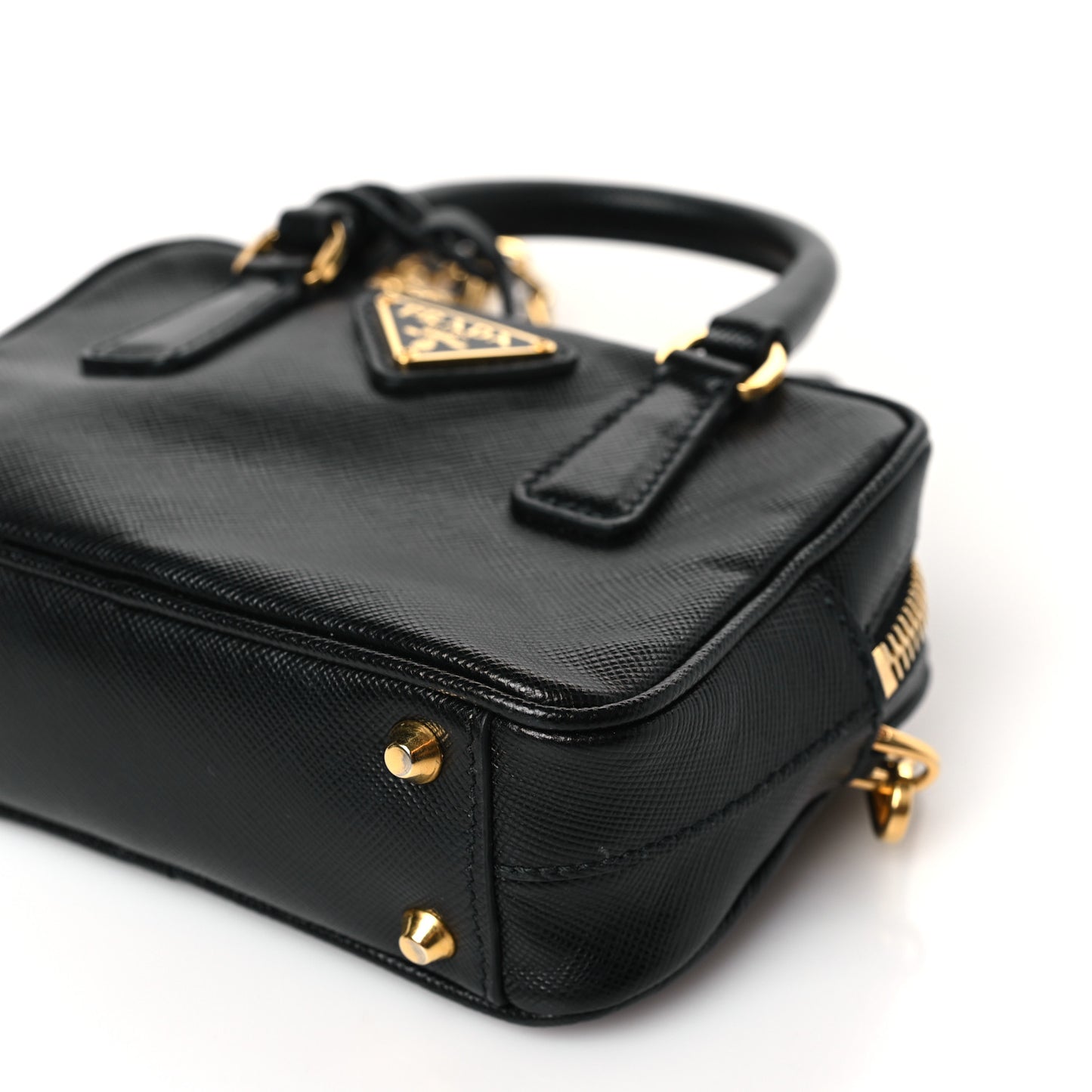 Saffiano Lux Mini Top Handle Crossbody Bag Black