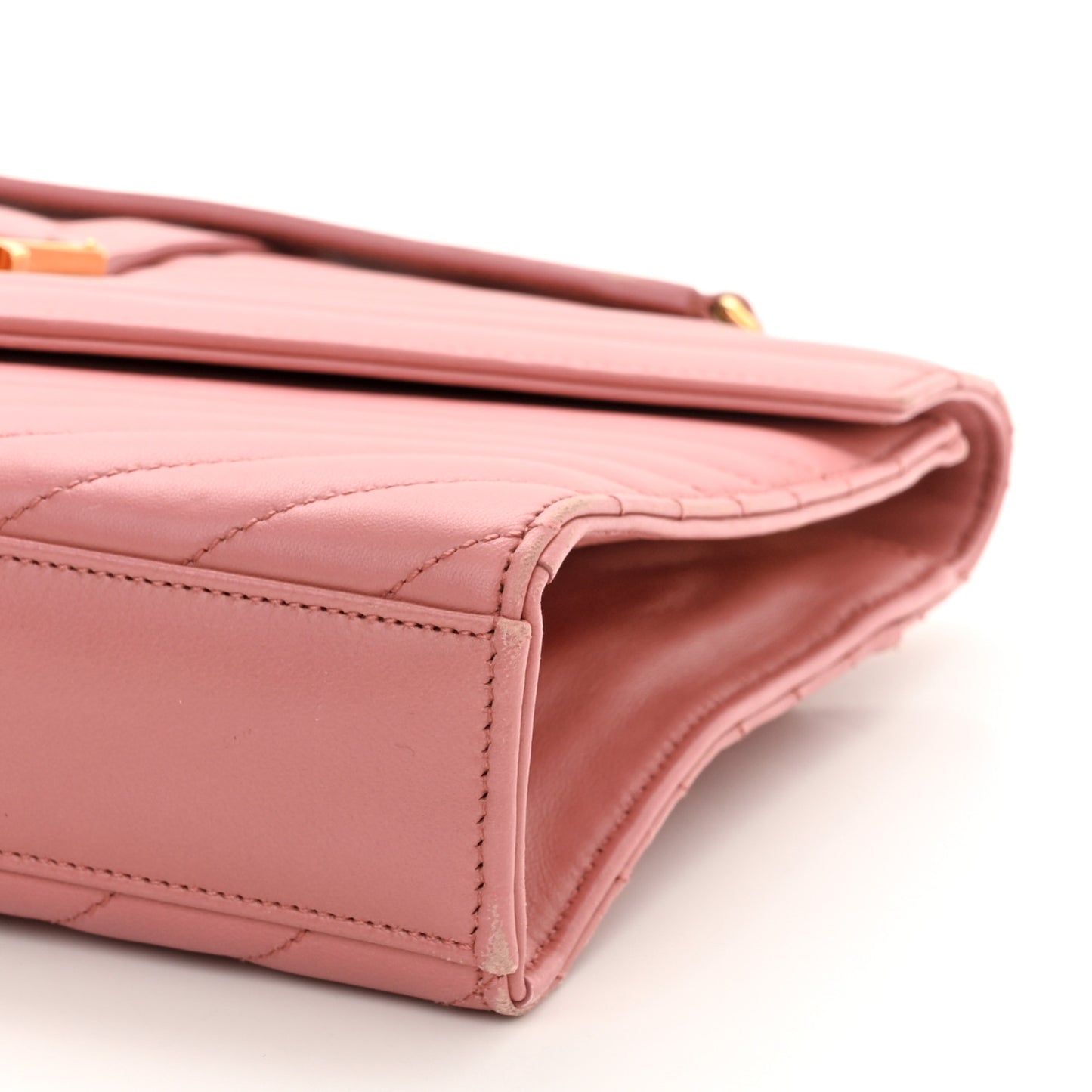Smooth Calfskin Matelasse Chevron Large Monogram Satchel Tender Pink