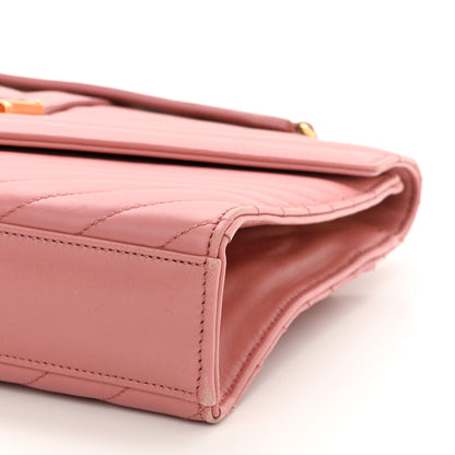 Saint Laurent Smooth Calfskin Matelasse Chevron Large Monogram Satchel Tender Pink 9 of 12