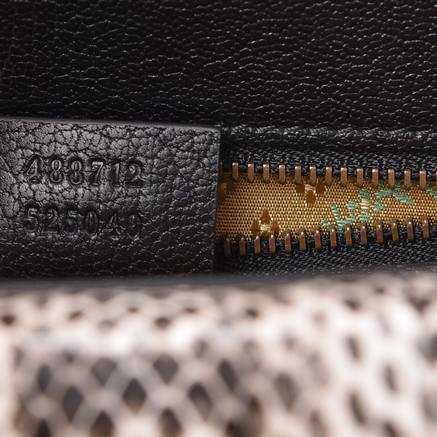 Gucci Calfskin Snakeskin Studded Medium Ottilia Top Handle Bag Black 7 of 8
