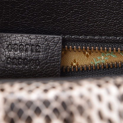Gucci Calfskin Snakeskin Studded Medium Ottilia Top Handle Bag Black 7 of 8