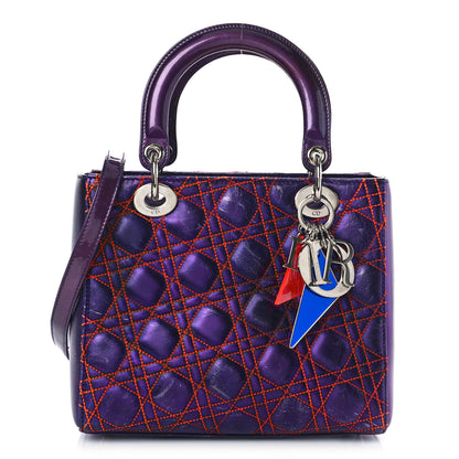 Christian Dior Metallic Lambskin Cannage Medium Anselm Reyle Lady Dior Purple Orange 1 of 13