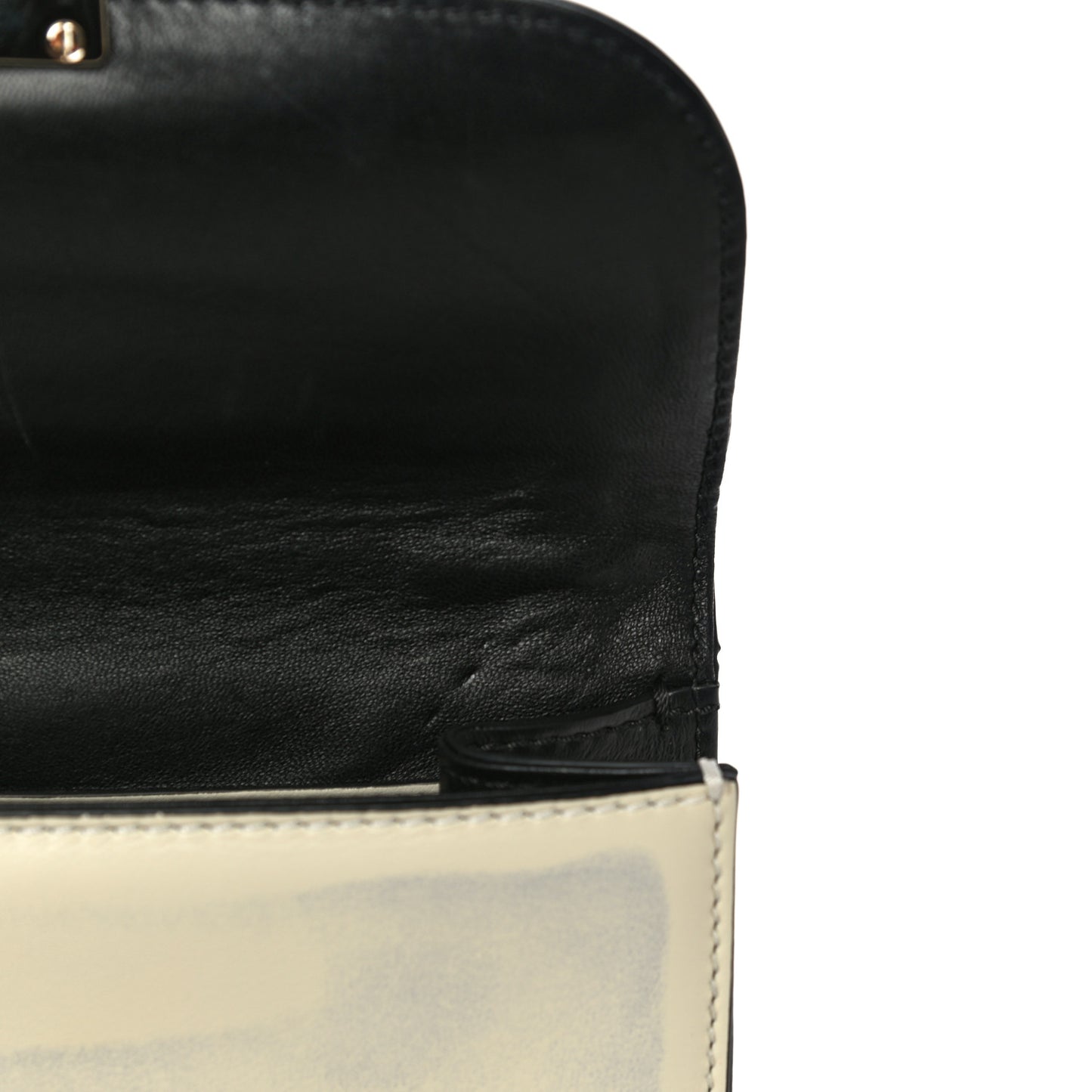 Vitello Small Glam Lock Rockstud Flap Black Light Ivory