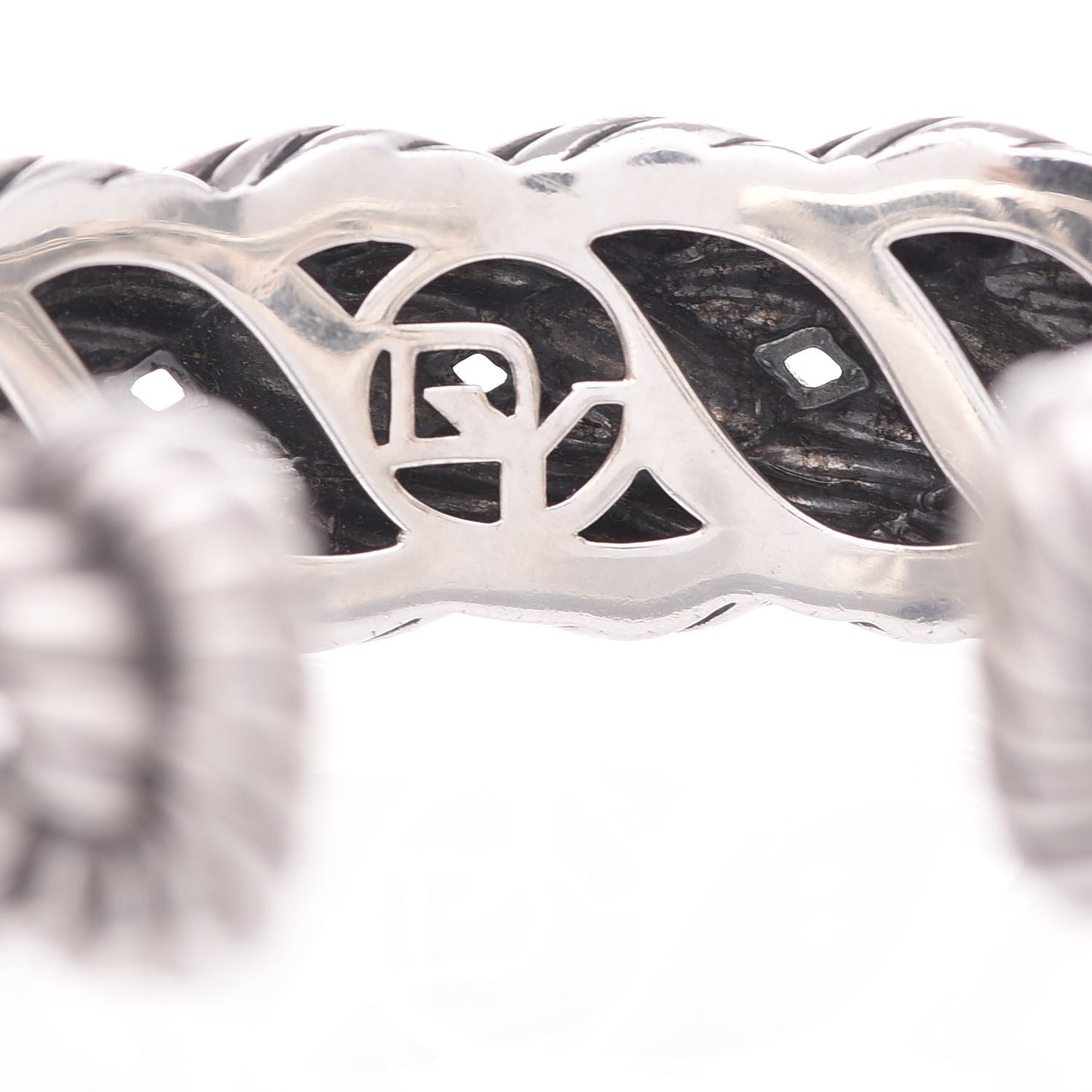 Stainless Steel Sterling Silver Woven Cable Cuff M