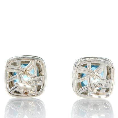 David Yurman Sterling Silver Diamond Blue Topaz 11mm Albion Earrings 3 of 4