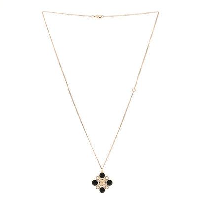 Chanel Metal Pearl Crystal Resin Polka Dot Gripoix CC Pendant Necklace Gold Pearly White Black 3 of 5