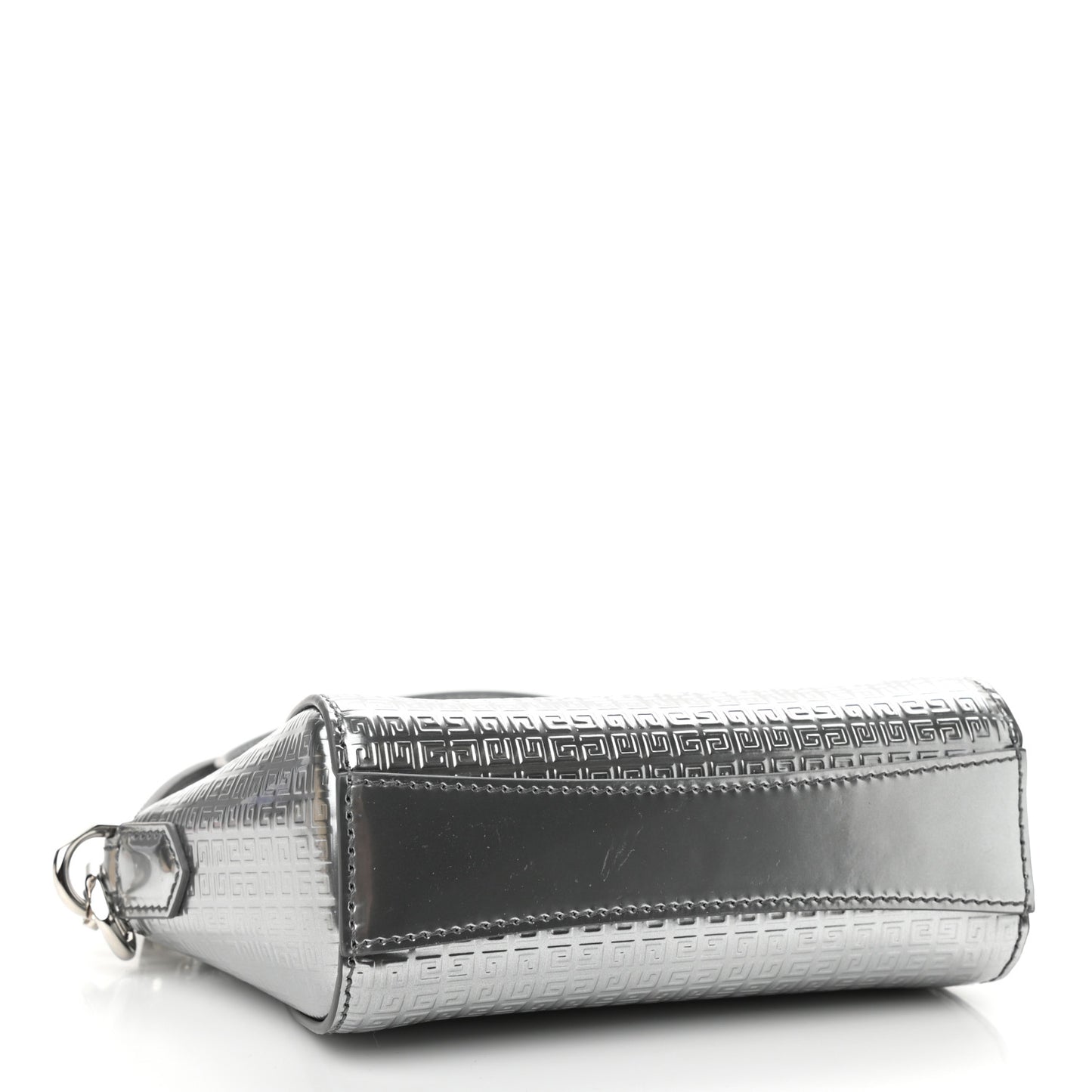 Metallic Calfskin 4G Embossed Nano Antigona Silver