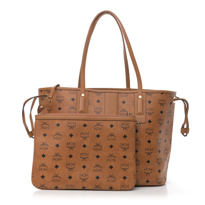 MCM Visetos Large Liz Reversible Shopper Tote Cognac 1 of 12