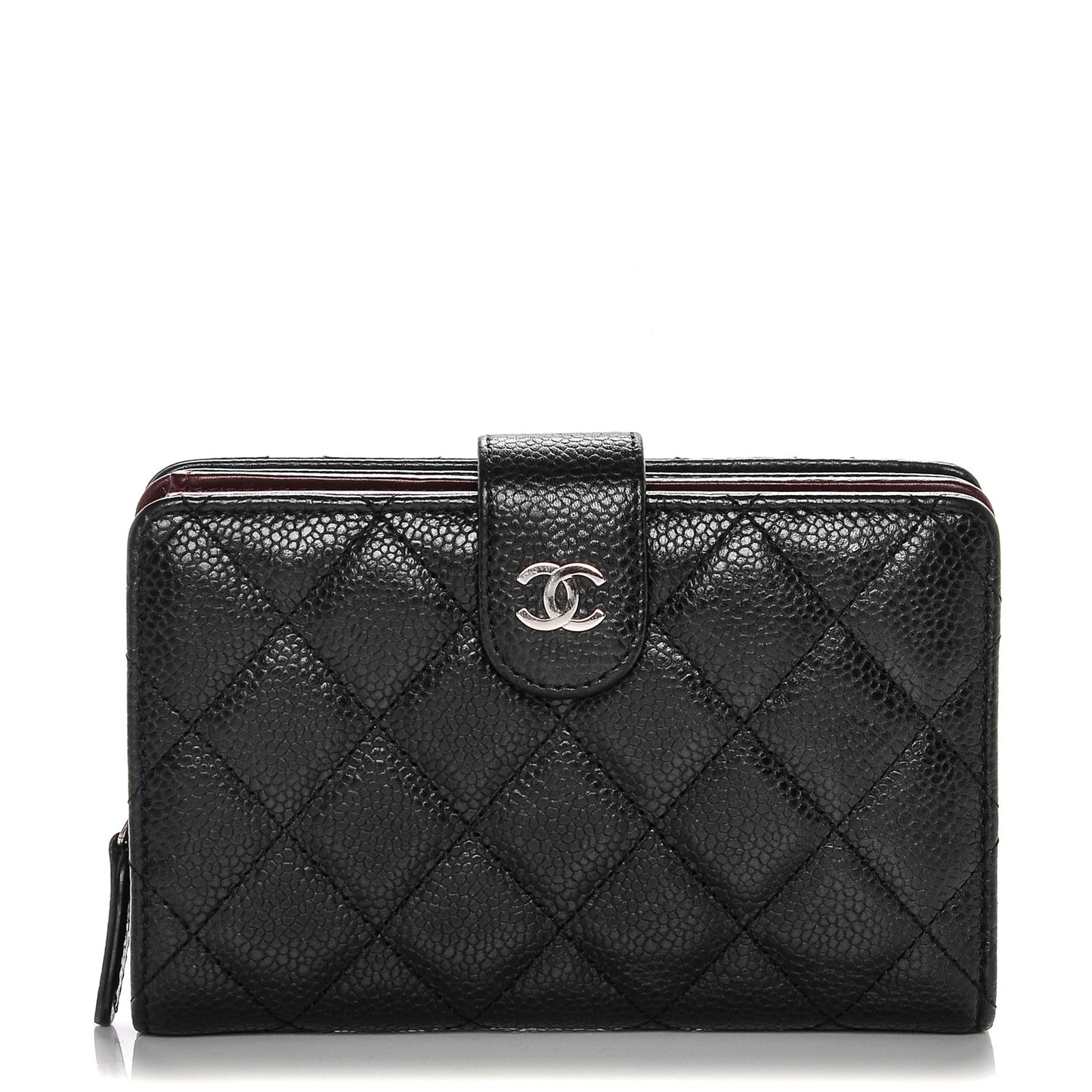 Caviar Quilted Zipped Pocket Wallet Black