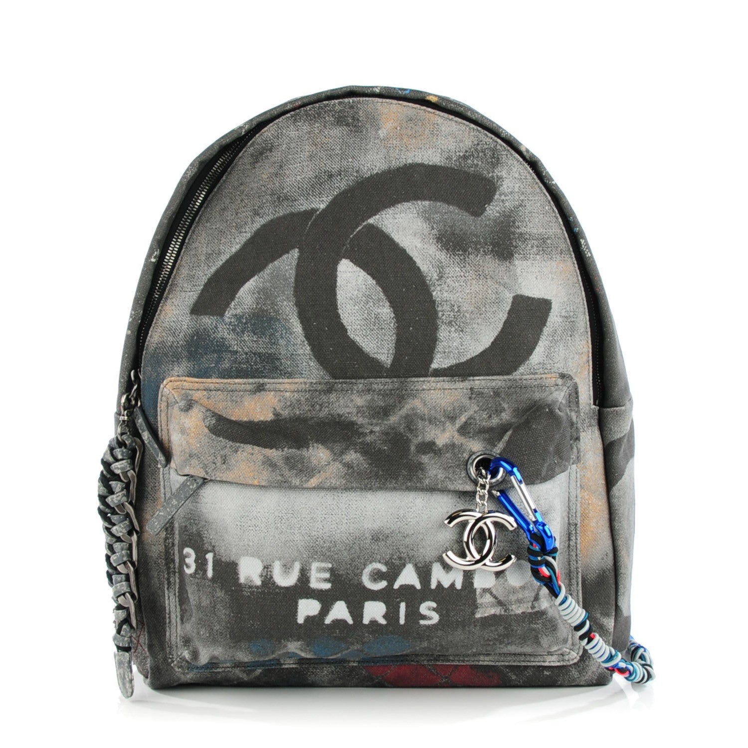 Chanel Graffiti Printed Canvas Medium Backpack Grey 1 of 7