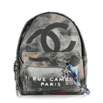 Chanel Graffiti Printed Canvas Medium Backpack Grey 1 of 7