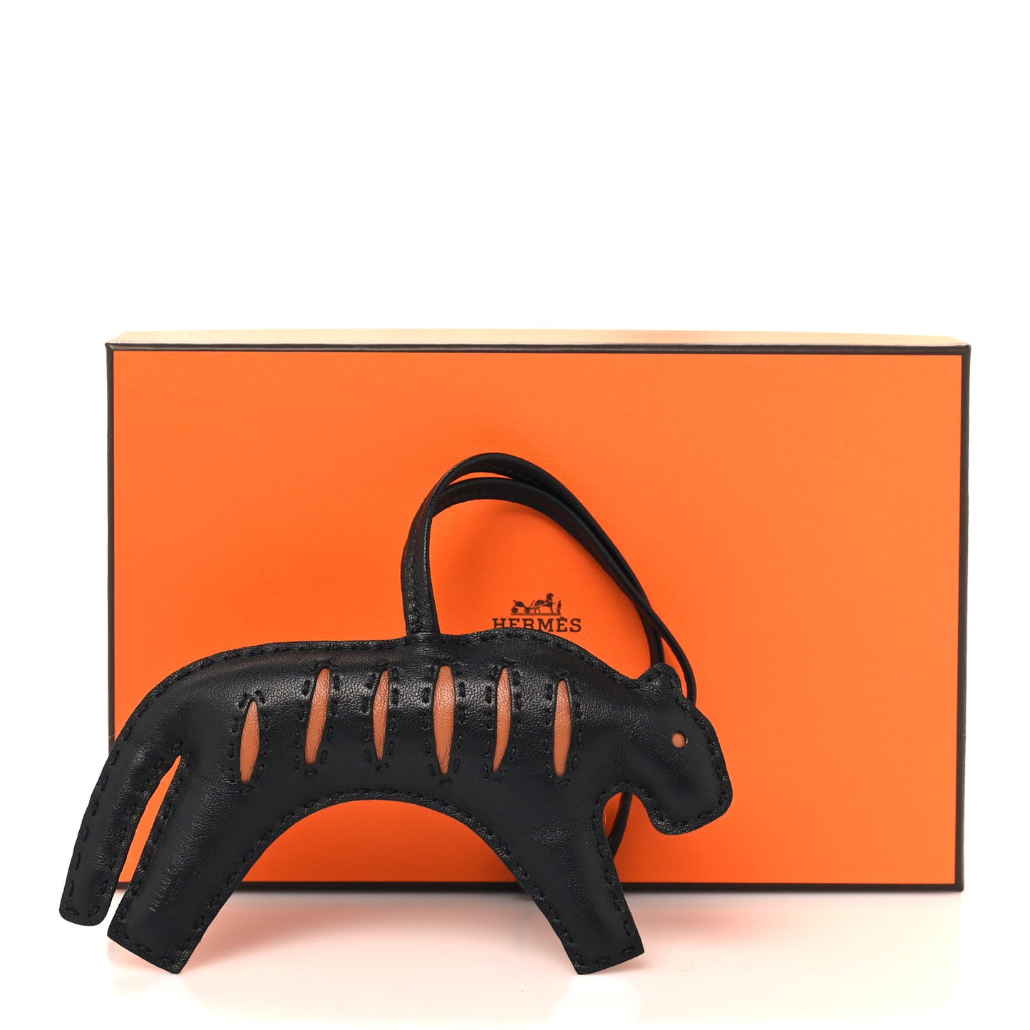 Milo Lambskin Rooroo Bag Charm Black Gold