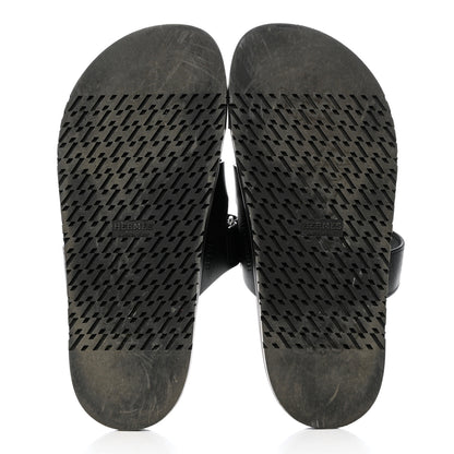 Hermes Calfskin Womens Chypre Sandals 40 Black 5 of 11