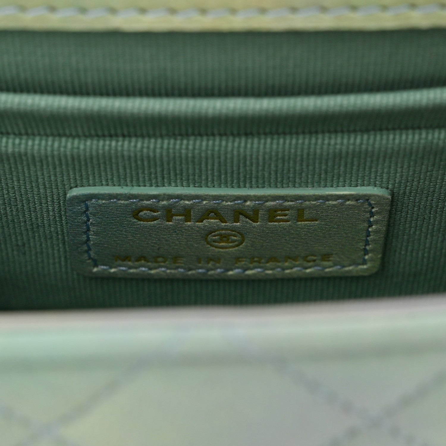 Chanel Lambskin Quilted Ombre Top Handle Flap Clutch With Chain Green Purple 6 of 11