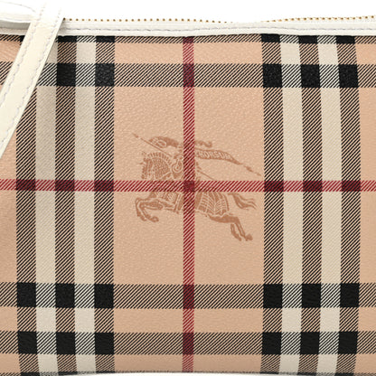 Burberry Haymarket Check Small Peyton Crossbody Clutch Bag White 8 of 10