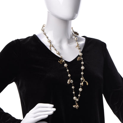 Chanel Pearl CC Rabbit Charm Necklace Gold 2 of 5