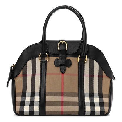 Burberry Derby Calfskin House Check Milverton Satchel Black 1 of 10