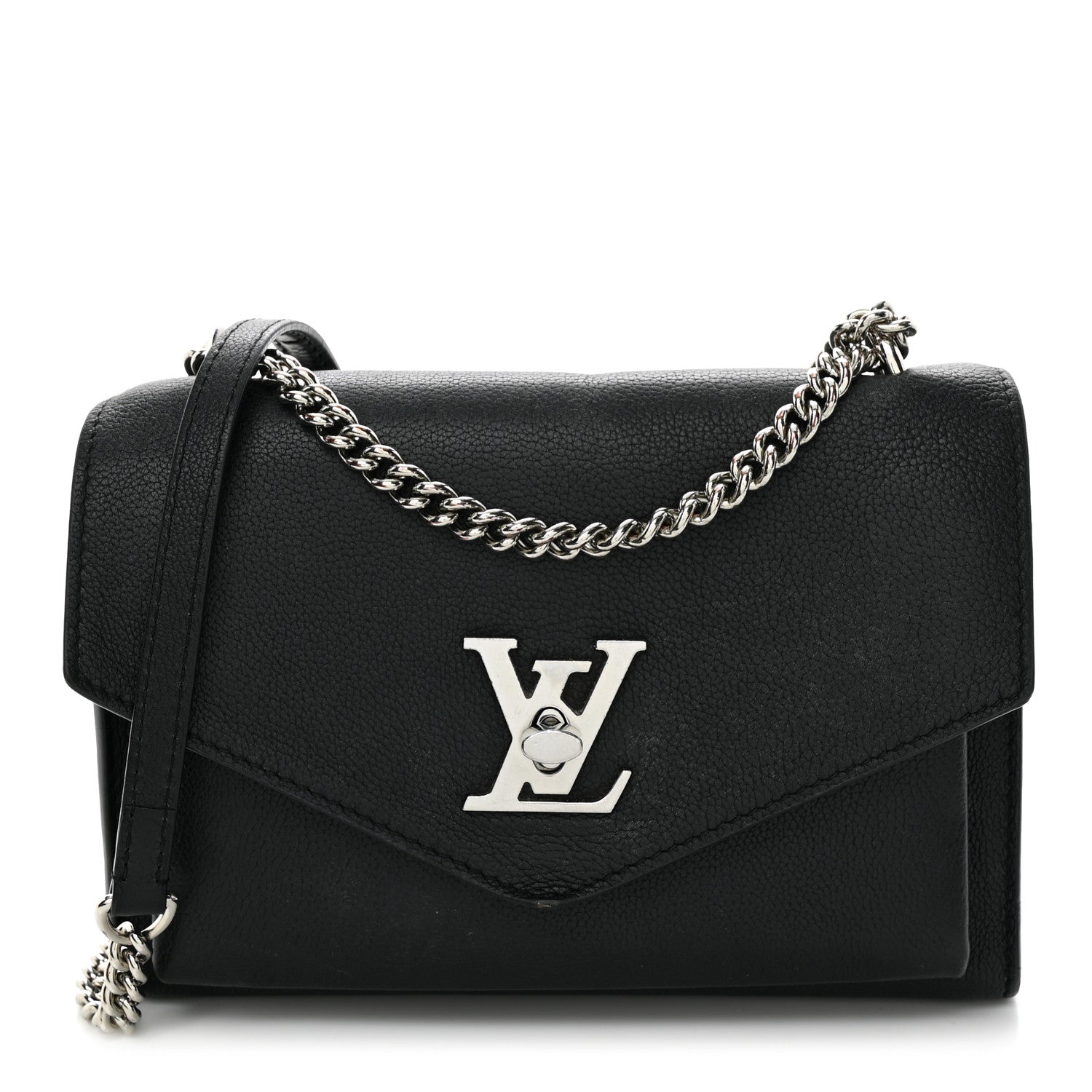 Louis Vuitton Soft Calfskin Mylockme Chain Bag BB Black 1 of 11