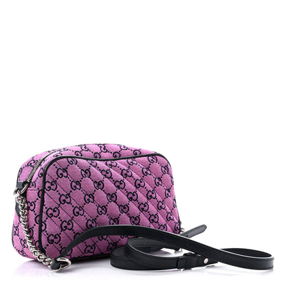 Gucci Monogram Multicolor Matelasse Diagonal Small GG Marmont Chain Shoulder Bag Pink Blue 3 of 9