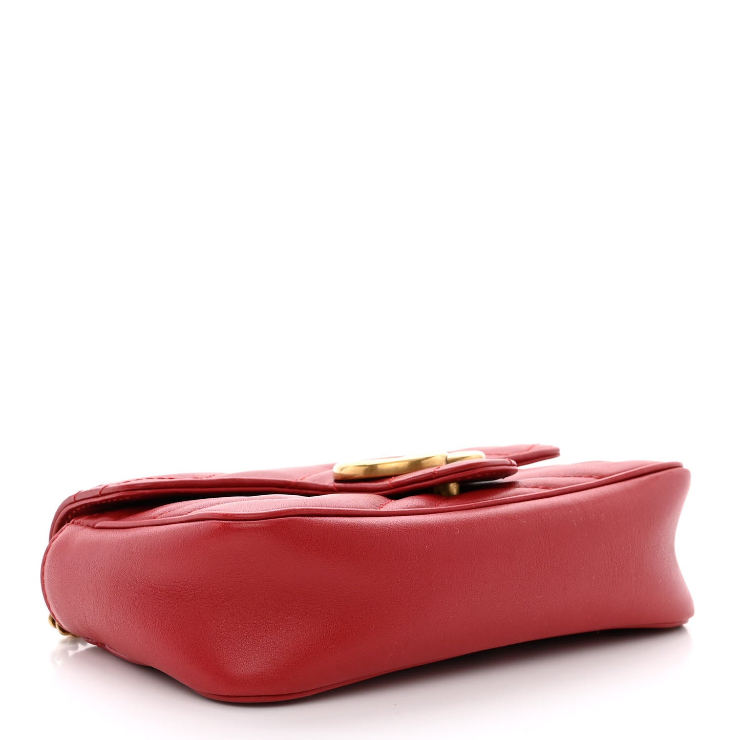 Calfskin Matelasse Super Mini GG Marmont Shoulder Bag Hibiscus Red