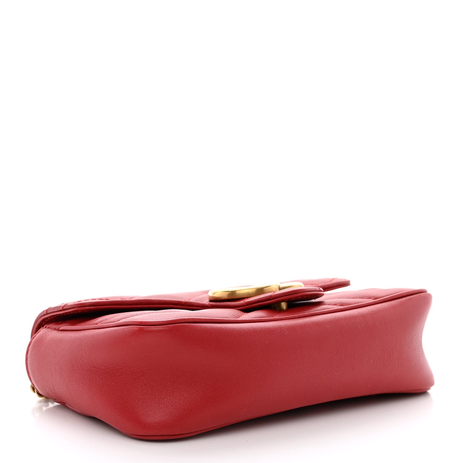 Gucci Calfskin Matelasse Super Mini GG Marmont Shoulder Bag Hibiscus Red 4 of 11