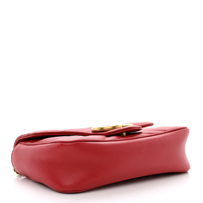 Gucci Calfskin Matelasse Super Mini GG Marmont Shoulder Bag Hibiscus Red 4 of 11