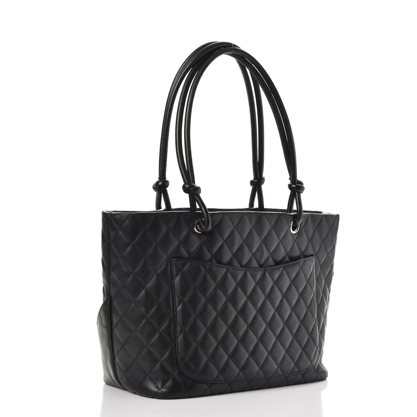 Calfskin Quilted Large Cambon Tote Black White