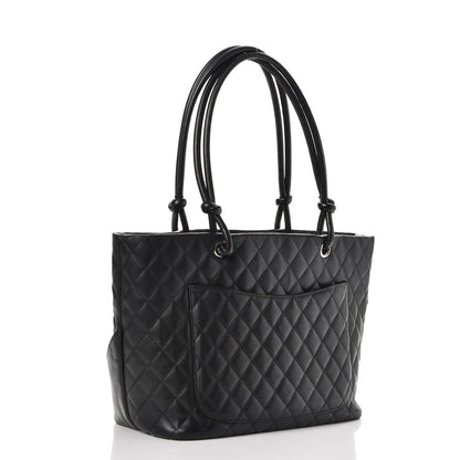 Chanel Calfskin Quilted Large Cambon Tote Black White 3 of 11