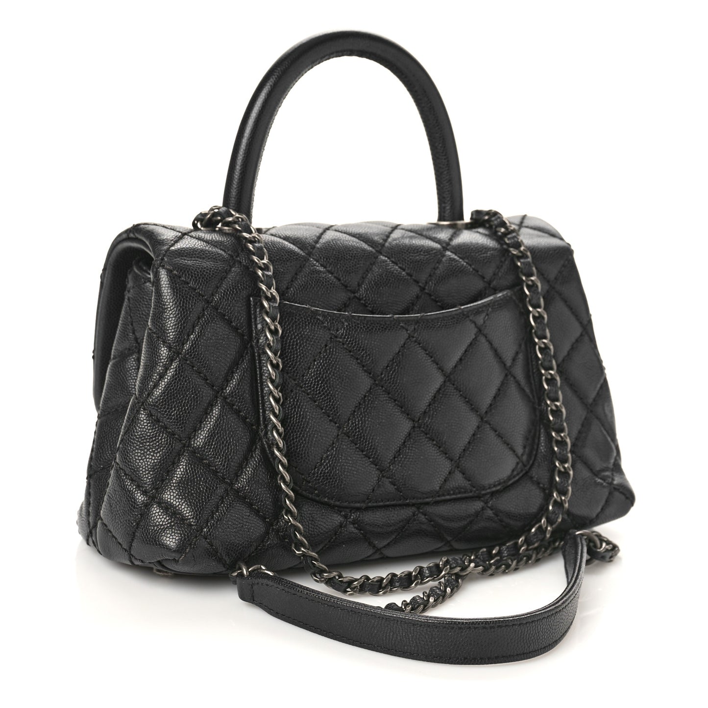 Caviar Quilted Mini Coco Handle Flap Black