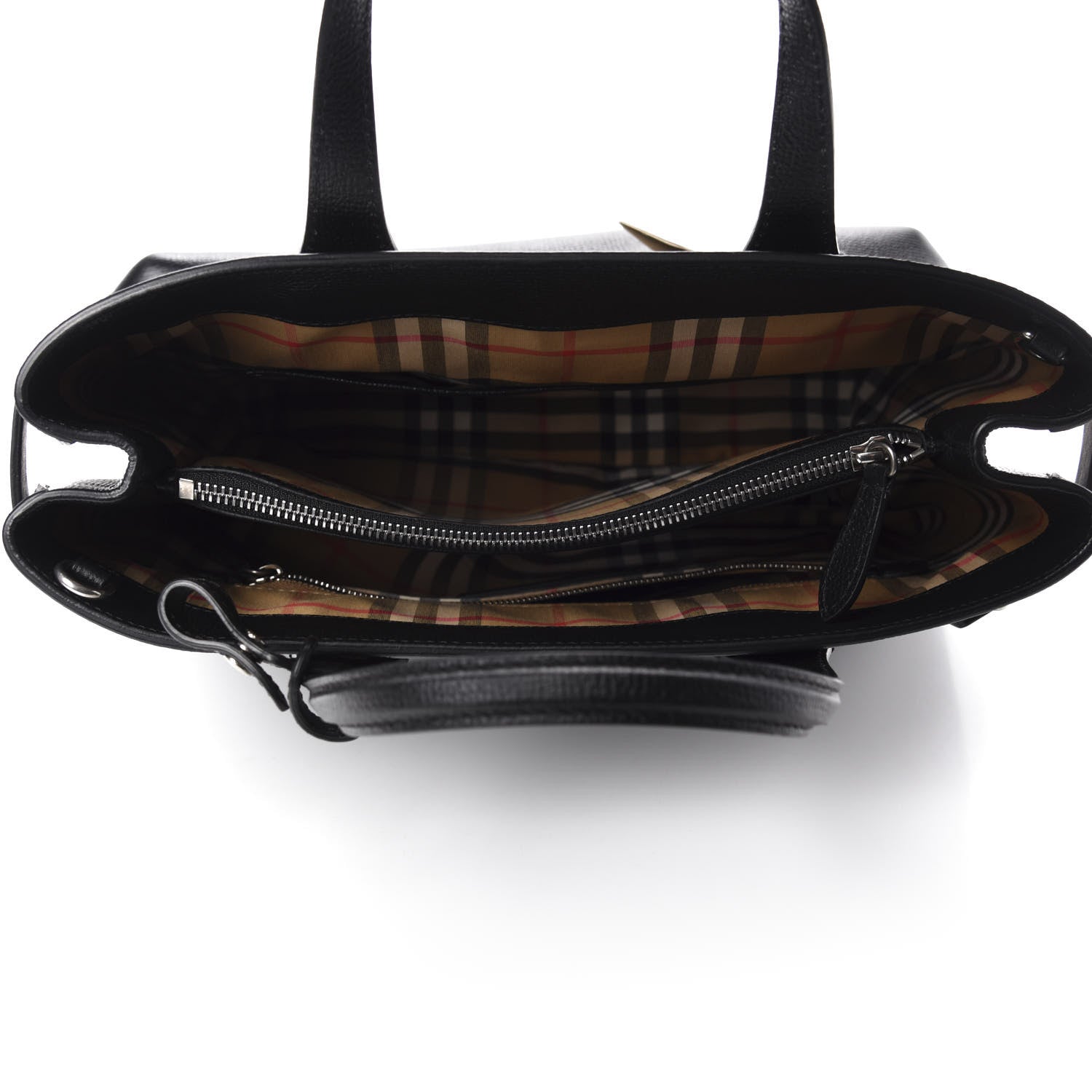 Burberry Derby Calfskin House Check Medium Banner Tote Black 5 of 11