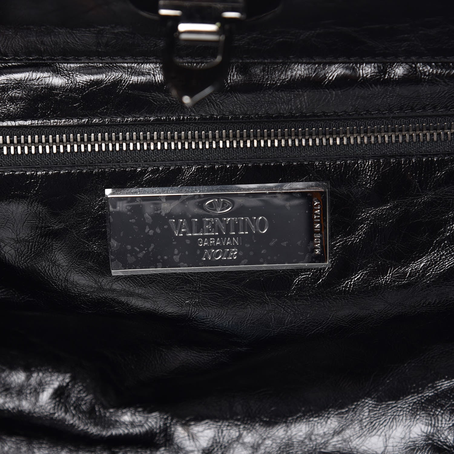 Valentino Garavani Craquele Calfskin Medium Rockstud Tote Black 7 of 9
