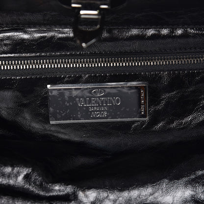 Valentino Garavani Craquele Calfskin Medium Rockstud Tote Black 7 of 9