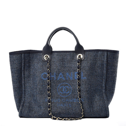 Chanel Woven Straw Raffia Large Deauville Tote Dark Blue 1 of 11