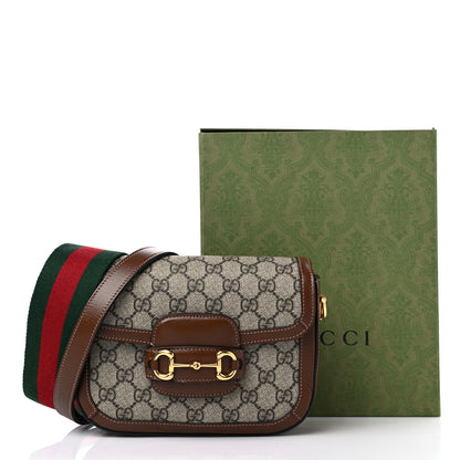 Gucci GG Supreme Monogram Web Mini Horsebit 1955 Shoulder Bag Beige Brown Sugar 11 of 11