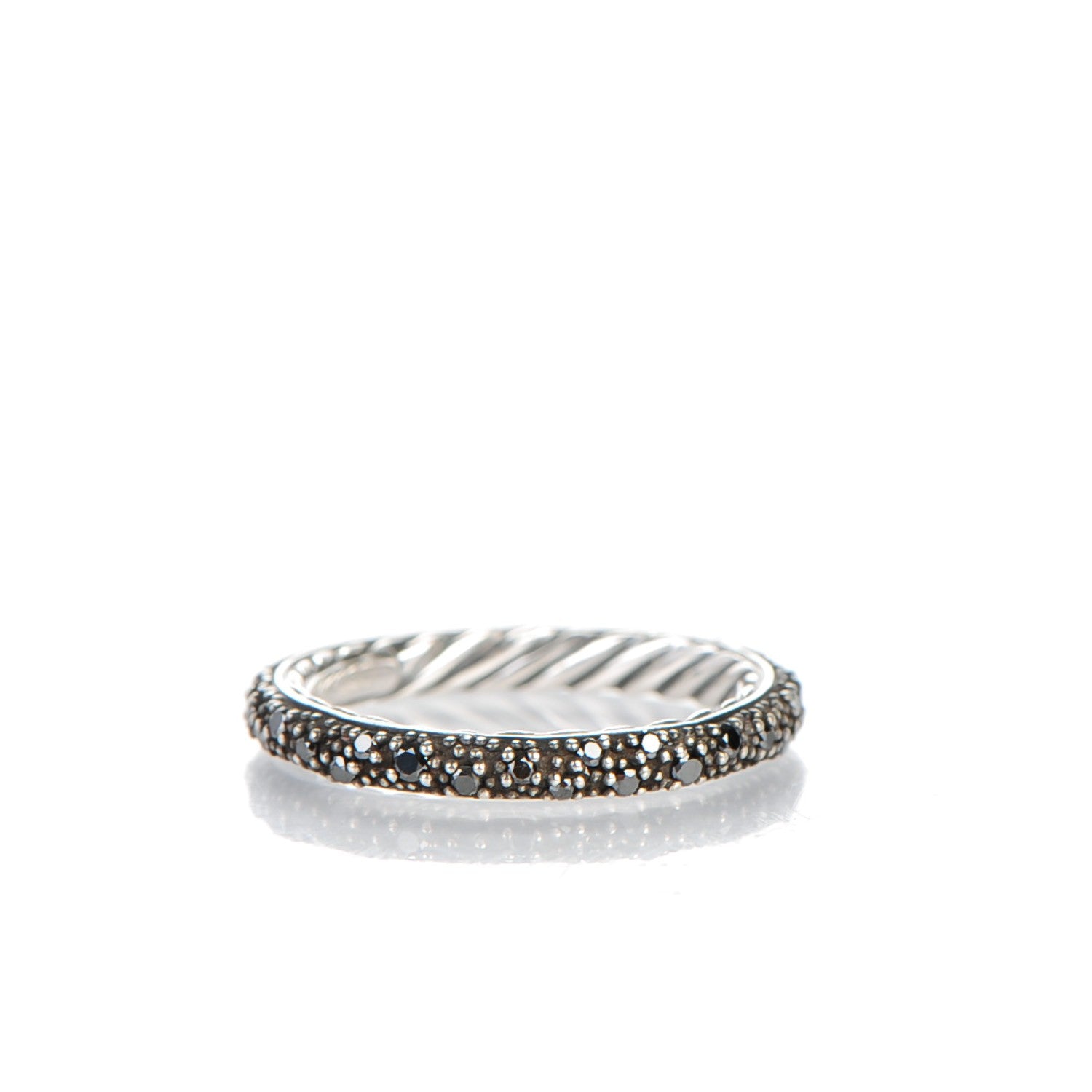 David Yurman Sterling Silver Black Diamond 3mm Midnight Melange Band Ring 51.5 6 3 of 4