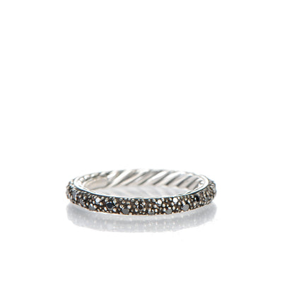 David Yurman Sterling Silver Black Diamond 3mm Midnight Melange Band Ring 51.5 6 3 of 4