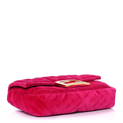 Fendi Velvet FF Embossed Hip Belt Baguette Bag Fuxia 3 of 11