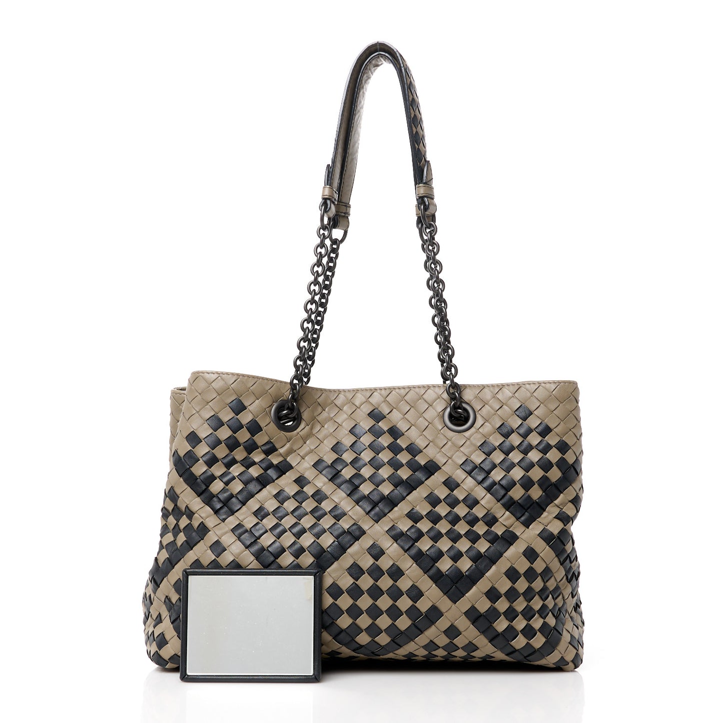 Nappa Intrecciato Medium Pavone Tote Beige Black