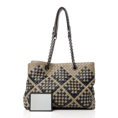 Bottega Veneta Nappa Intrecciato Medium Pavone Tote Beige Black 3 of 15