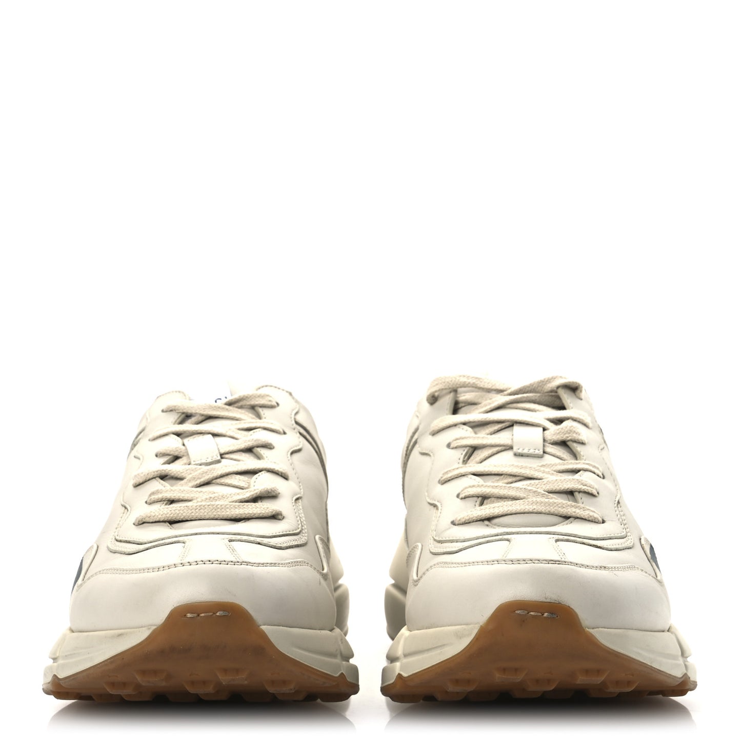 Calfskin Web Printed Mens Rhyton Sneakers 10 Mystic White
