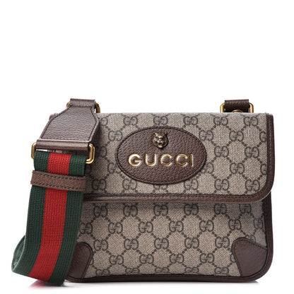 Gucci GG Supreme Monogram Web Small Neo Vintage Double Flap Messenger Bag Beige New Acero 1 of 11