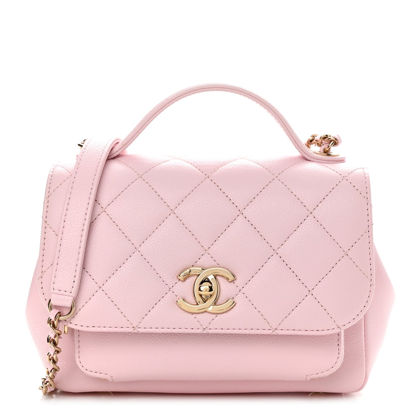 Caviar Quilted Small Business Affinity Flap Light Pink