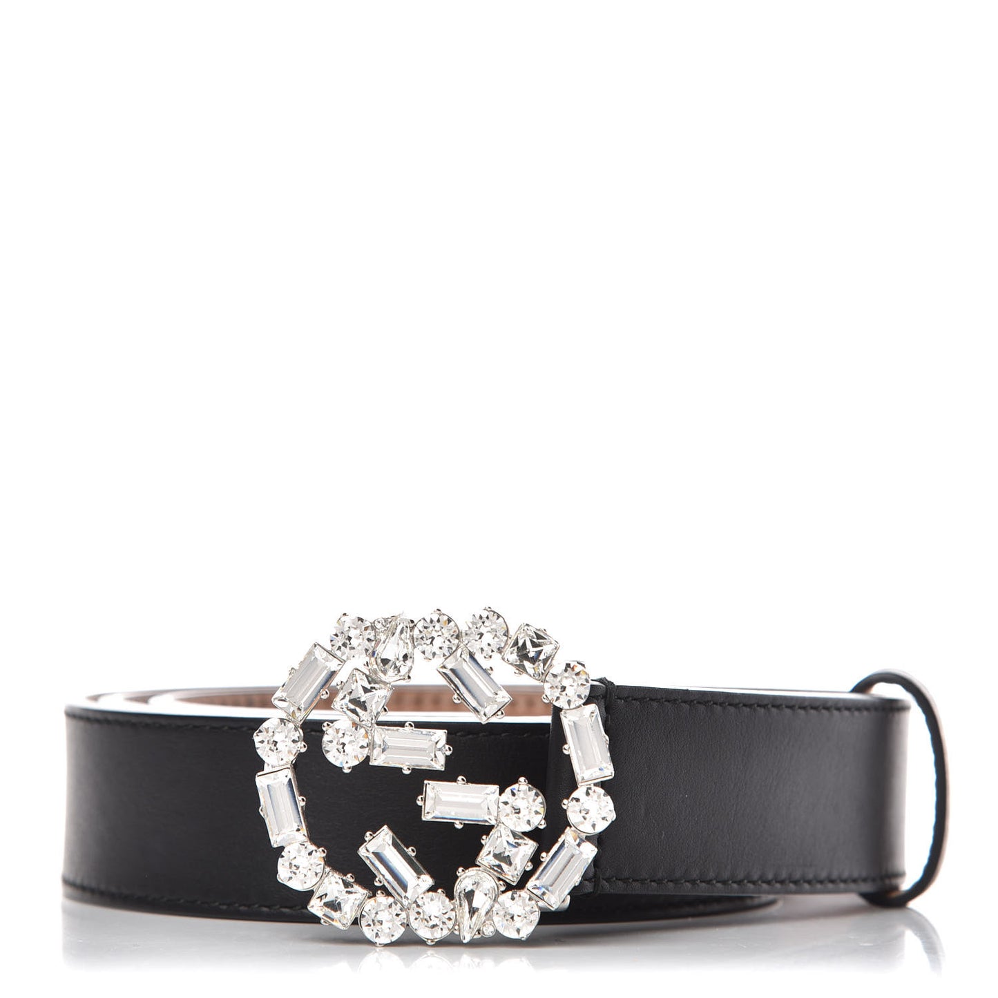 Calfskin Crystal Interlocking G Belt 90 36 Black