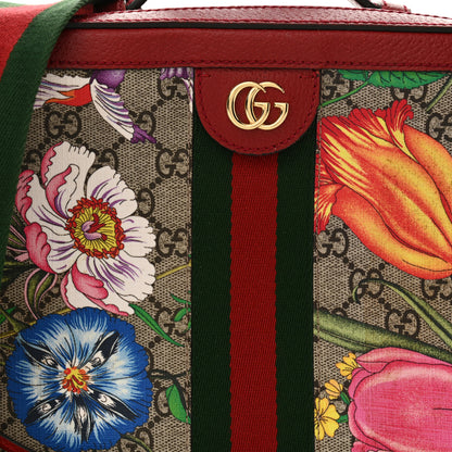 Gucci GG Supreme Monogram Flora Web Small Ophidia Top Handle Shoulder Bag Hibiscus Red 9 of 23