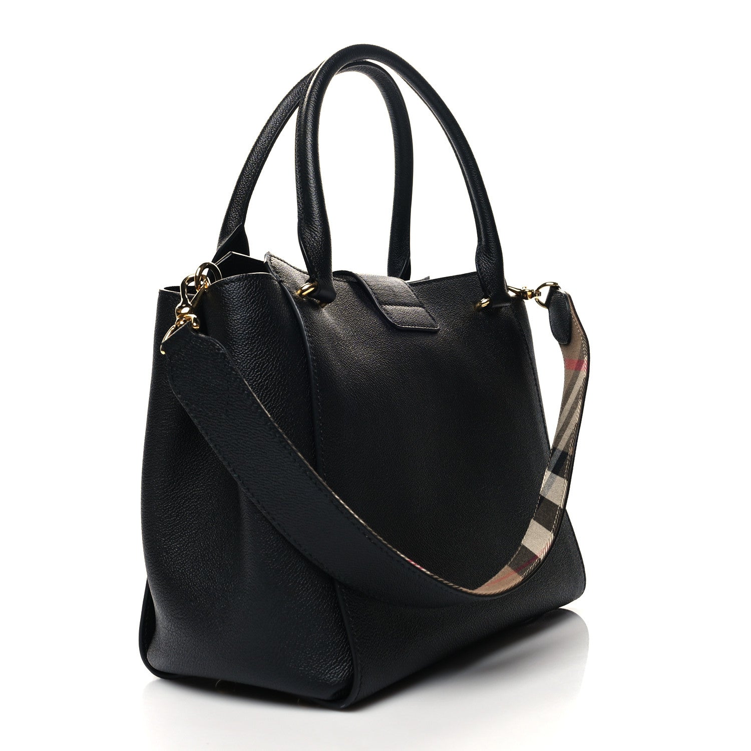 Burberry Soft Grain Calfskin Medium Buckle Tote Black 2 of 9