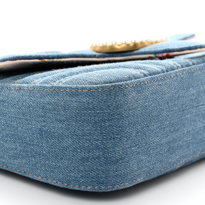 Gucci Denim Matelasse Mini Pearly GG Marmont Shoulder Bag Blue 9 of 10