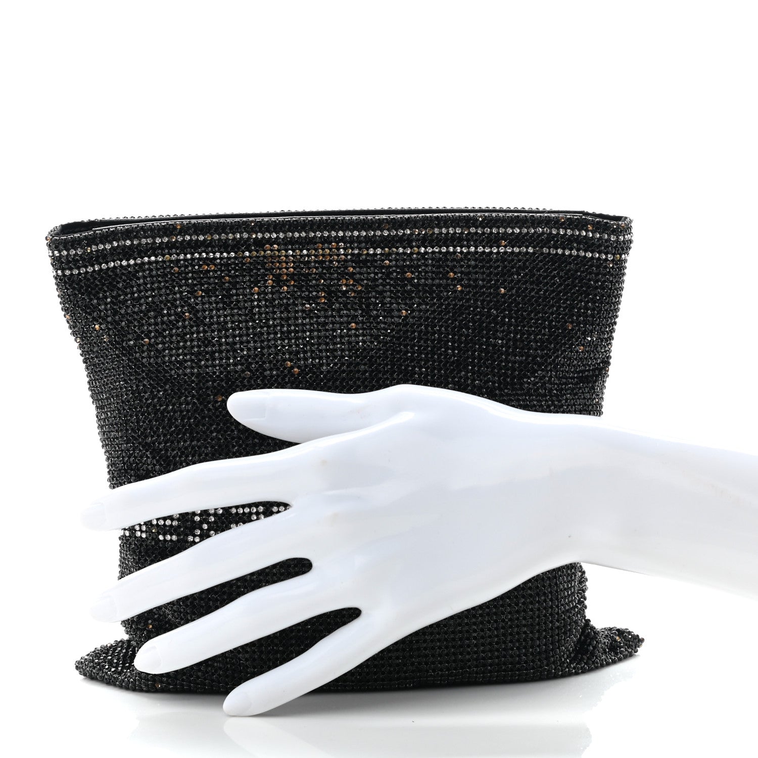 Alexander Wang Rhinestone Chain Mesh Wanglock Logo Pouch Black White 2 of 11