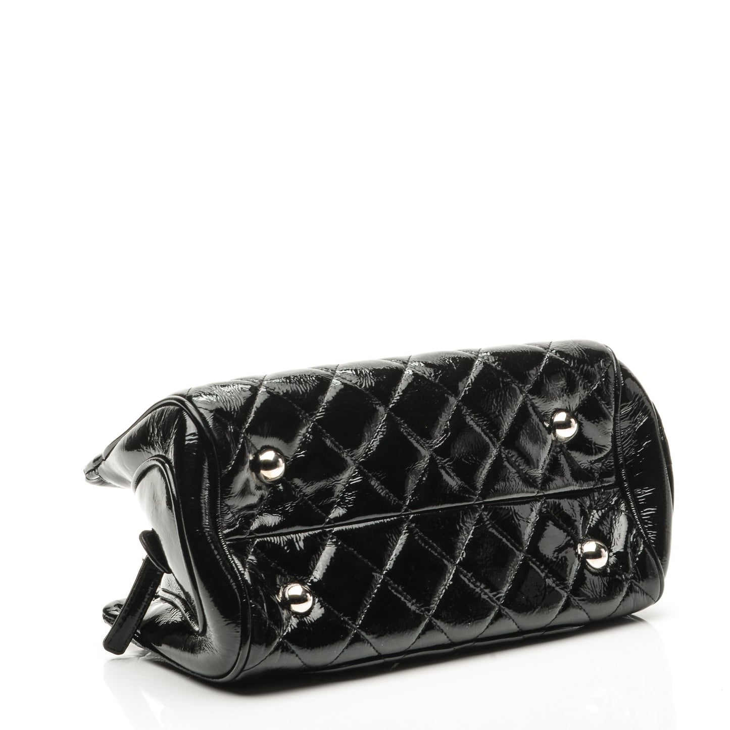 Patent Quilted Tote Black