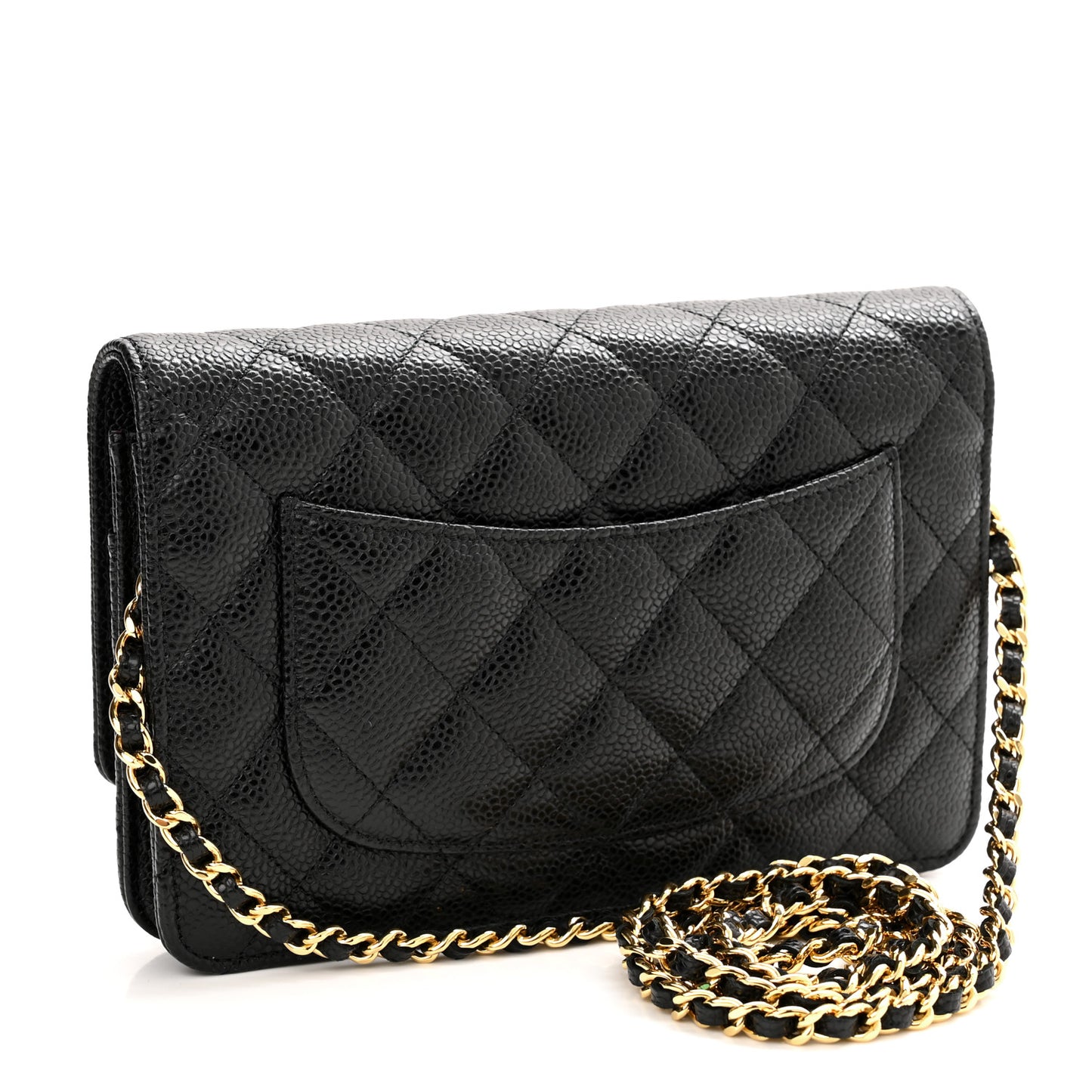 Caviar Quilted Wallet On Chain WOC Black