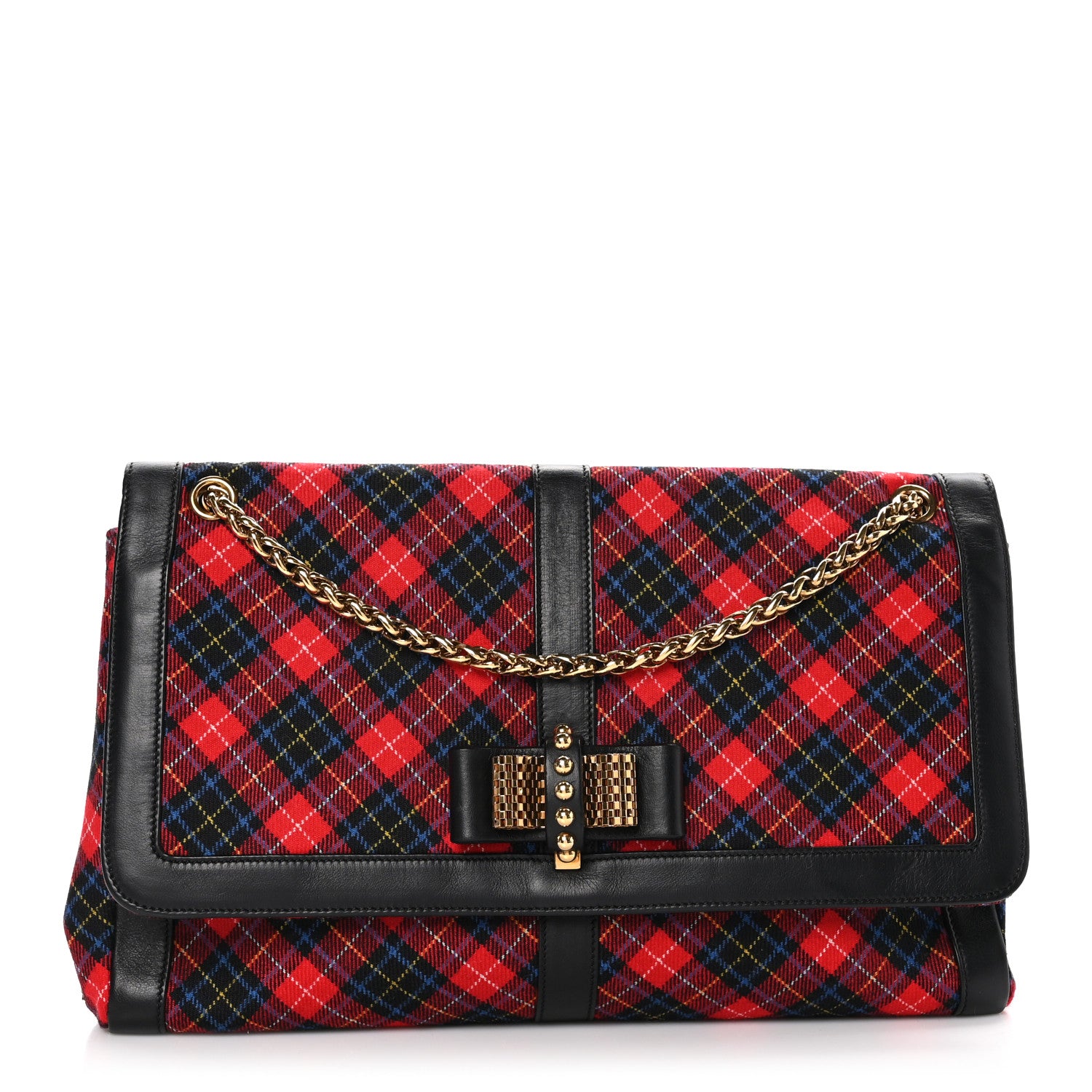 Christian Louboutin Wool Spiked Sweety Charity Shoulder Bag Plaid 1 of 9